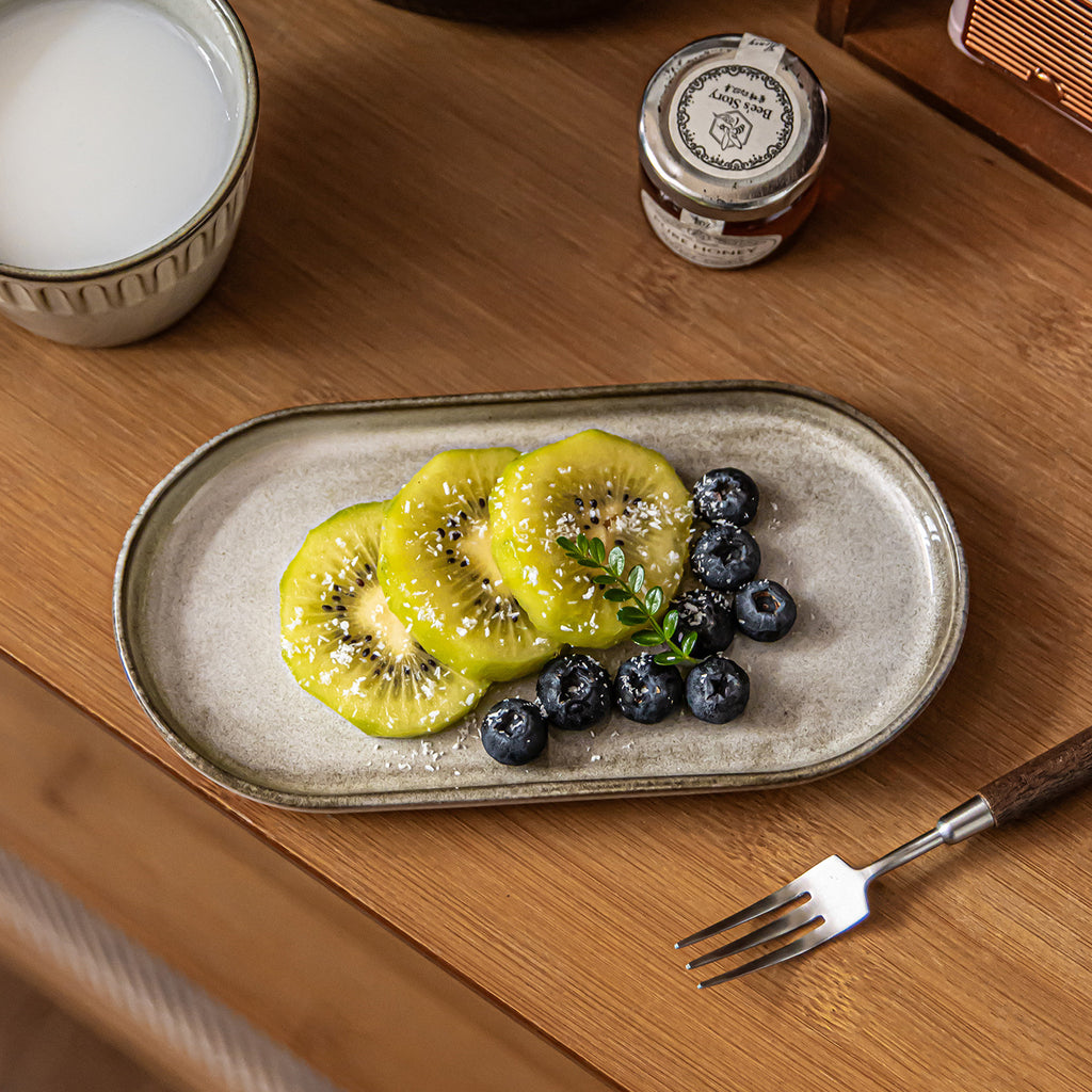 Retro Oval Ceramic Plate - Matte Brown Pasta Bowl, Japanese Style Serving Dish for Cafe, Hotel & Home (7.5 inch)
