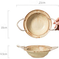Retro Rope Handle Ceramic Bowl - Japanese Style Earthenware Deep Plate for Salad, Noodle, Soup (6.3" / 7.5")