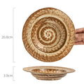 Vintage Reactive Glaze Ceramic Plate - 8.2 inch Rustic Pasta Salad Dish, Brown Swirl Design, Microwave Safe Tableware