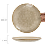 Handcrafted Yellow Ceramic Salad Plate - 8 inch Round Irregular Shape, Retro Kiln-Change Glaze, Microwave Safe