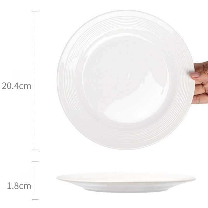 Textured Knurled Ceramic Plate, 8 inch Round Ribbed Appetizer Dish, Vintage Style Rustic Dinnerware, Microwave Safe Stoneware
