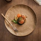 Matte Finish Ceramic Dinner Plate, 8.5 inch Nordic Retro Side Dish Plate, Vintage Cream Yellow Salad Dessert Dish, Microwave Safe