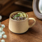 Vintage Ceramic Mug 380ml - Large Capacity Coffee Cup for Home & Office, Microwave Safe, Beige "Frost" Latte Mug