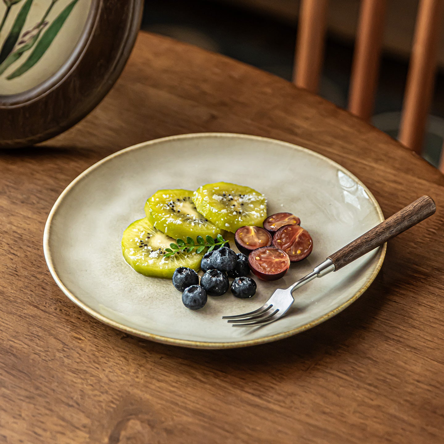 Handcrafted Yellow Ceramic Salad Plate - 8 inch Round Irregular Shape, Retro Kiln-Change Glaze, Microwave Safe