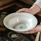 Japanese Style Ceramic Grass Hat Bowl - 8 inch Retro Pasta & Salad Bowl for Home, Restaurant, or Commercial Use