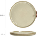 Retro Vertical Stripe Ceramic Plate - Japanese Wabi-Sabi Style Pasta Dish, Irregular Brown Glaze Serving Platter for Cafe & Home (8.2 inch)
