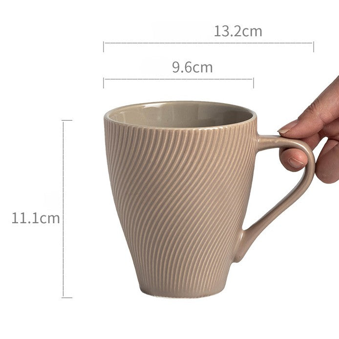 450ml Oversized Ceramic Mug - Antique Style Stoneware Coffee Mug | Unique Design Vintage Tea Cup for Home & Kitchen