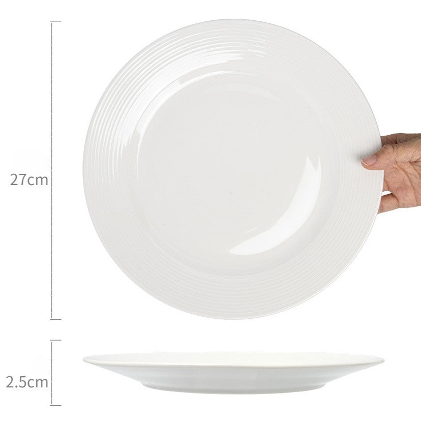 Textured Knurled Ceramic Plate, 8 inch Round Ribbed Appetizer Dish, Vintage Style Rustic Dinnerware, Microwave Safe Stoneware
