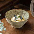 Rustic High-Heel Ceramic Salad Bowl, 6.5 inch Japanese Style Stoneware Yogurt Bowl, Vintage Kiln-Glazed Footed Dessert Bowl, Microwave Safe