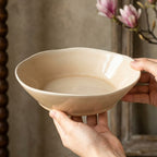 Underglaze Autumn Ceramic Bowl, 8.4 inch Large Relief Salad Soup Dish, Vintage Style Rustic Tableware, Microwave Safe Stoneware