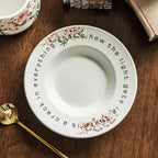 French Floral Porcelain Coffee Cup and Saucer Set, 12oz Botanical Tea Cup, Vintage Style Espresso Mugs with Antique Flower Print, Microwave Safe